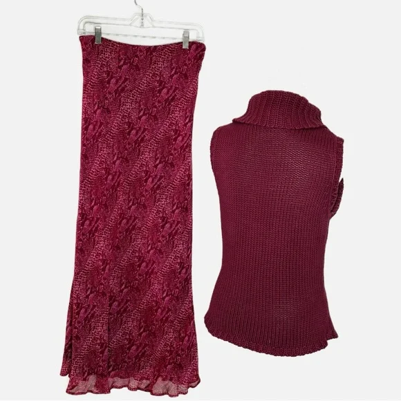 Karen Kane Burgandy Maxi Pencil Skirt (M) With Matching Sleeveless Top (L) - Picture 5 of 13